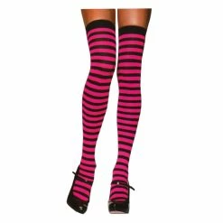 STOCKINGS THI HI STRIPED BK/NP