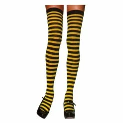 STOCKINGS THI HI STRIPED BK/YW
