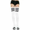 THIGH HIGH KNIT WHT W BLK STRP