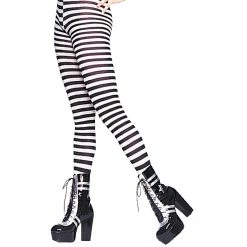 TIGHTS STRIPED BLACK WHITE