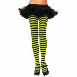 TIGHTS STRIPED BLK NEON GREEN