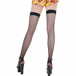 THIGH HI NET BLACK SEAMED